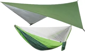 Portable Camping Hammock with Mosquito Net and Rain Fly Tarp Set Canopy Tent Outdoor Camping Mosquito Swing Bed Waterproof,10
