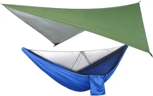 Portable Camping Hammock with Mosquito Net and Rain Fly Tarp Set Canopy Tent Outdoor Camping Mosquito Swing Bed Waterproof,14