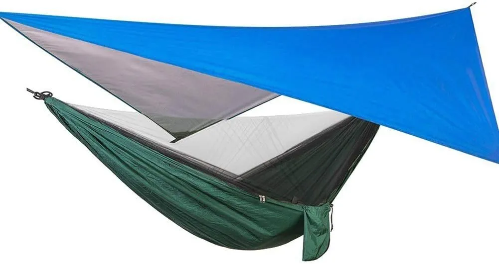 Portable Camping Hammock with Mosquito Net and Rain Fly Tarp Set Canopy Tent Outdoor Camping Mosquito Swing Bed Waterproof,16