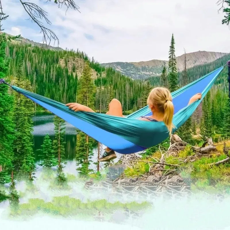 Portable Camping Hammocks for Outdoor Travel Backyard Hiking High Strength Parachute Hanging Bed