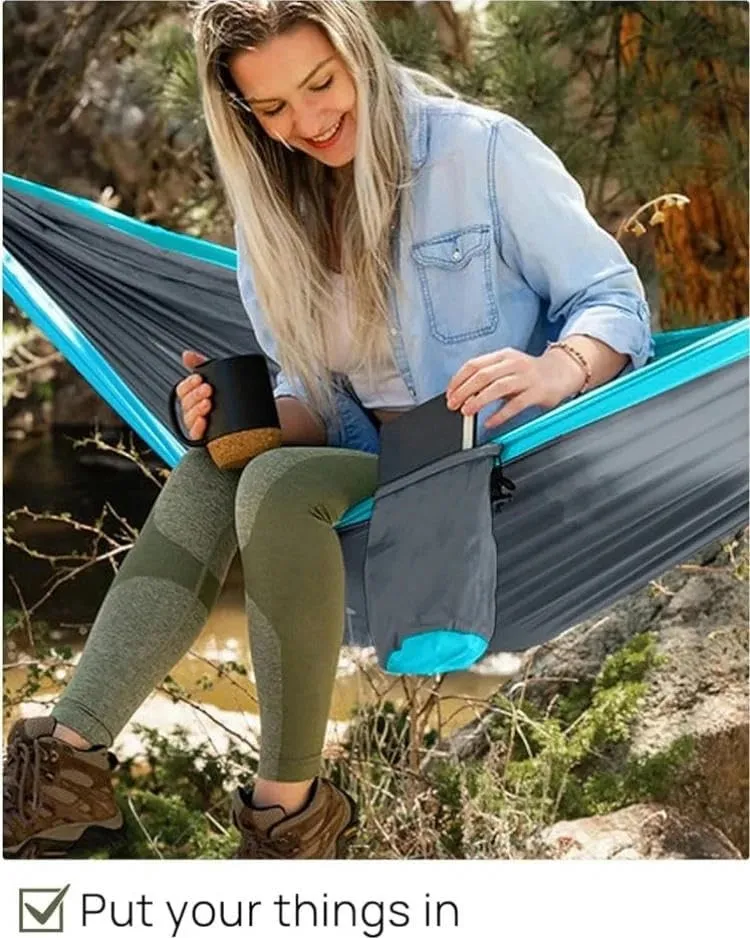 Portable Camping Hammocks for Outdoor Travel Backyard Hiking High Strength Parachute Hanging Bed