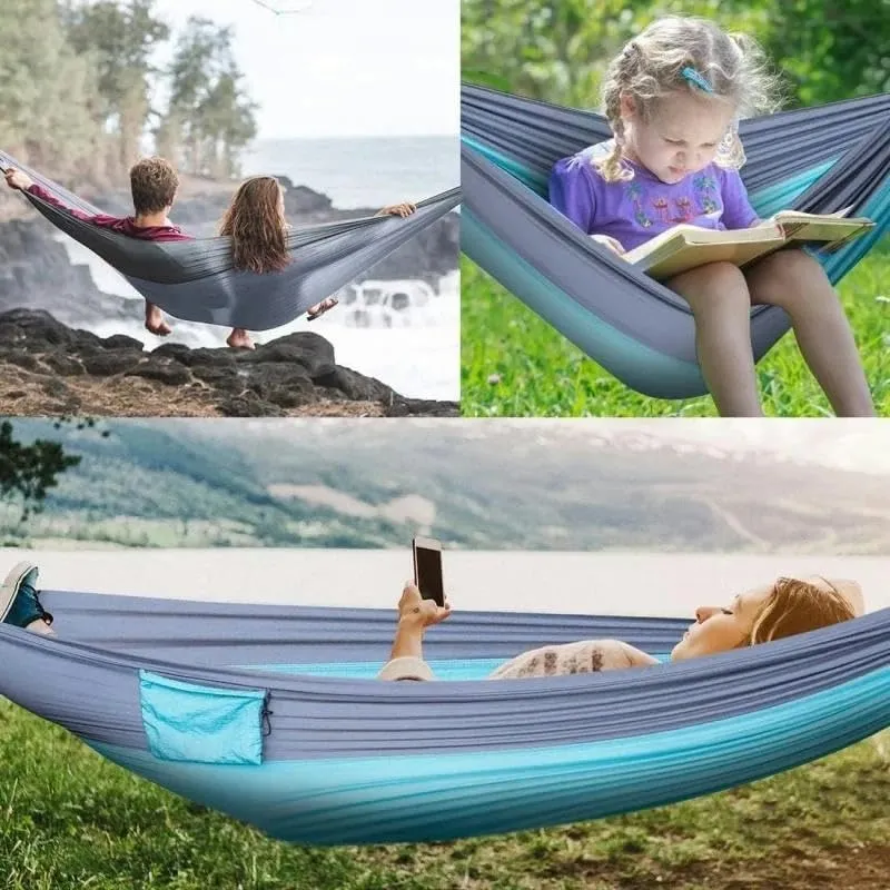 Portable Camping Hammocks for Outdoor Travel Backyard Hiking High Strength Parachute Hanging Bed