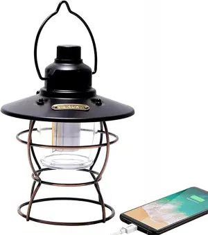Portable Camping Lantern, Rechargeable Camping LED Retro Water Resistant Lantern, Power Bank LED Tent Light, 3 Light Colors and Dimmable, Energy Saving, for Hiking Camping Fishing Emergencies Outages