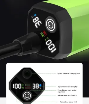 Portable Camping Shower Outdoor Camp Shower Pump,Rechargeable Outdoor Pressure Pump with Digital Temperature Display,Waterproof Electric Shower Head for Travel,Pet Bathing,Rv