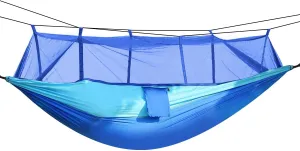 Portable Double Camping Hammock with Mosquito Net, Outdoor Hiking Camping Hommock, Lightweight Travel Hammock, Foldable Camping Hammock for Outdoor, Travel, Blue