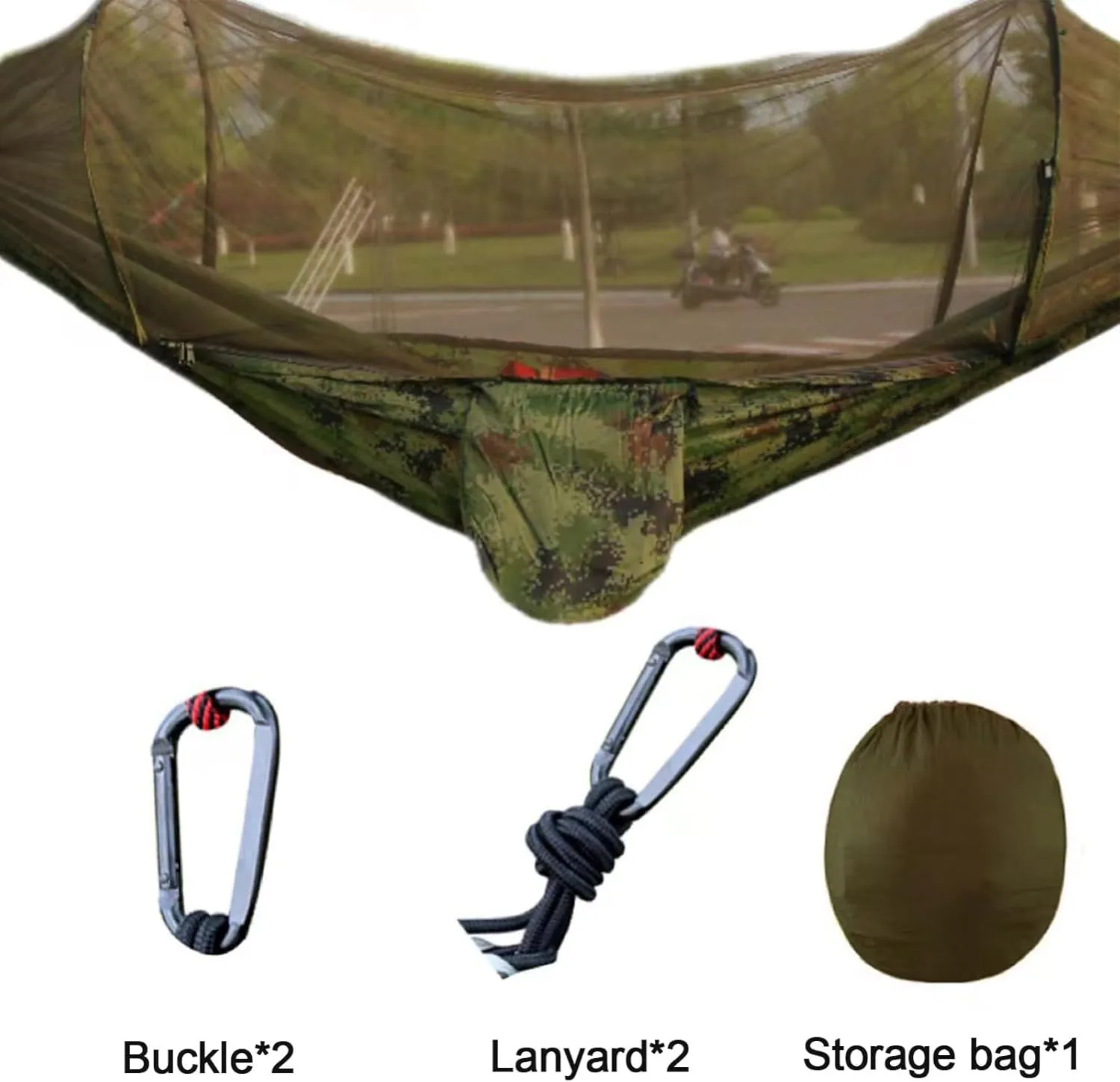 Portable Double Hammock, Lightweight Parachute Swing with Net Large Vision Travel Hammock Tent for Backpacking Hiking Outdoor (Coloured)