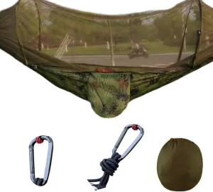 Portable Double Hammock, Lightweight Parachute Swing with Net Large Vision Travel Hammock Tent for Backpacking Hiking Outdoor (Coloured)