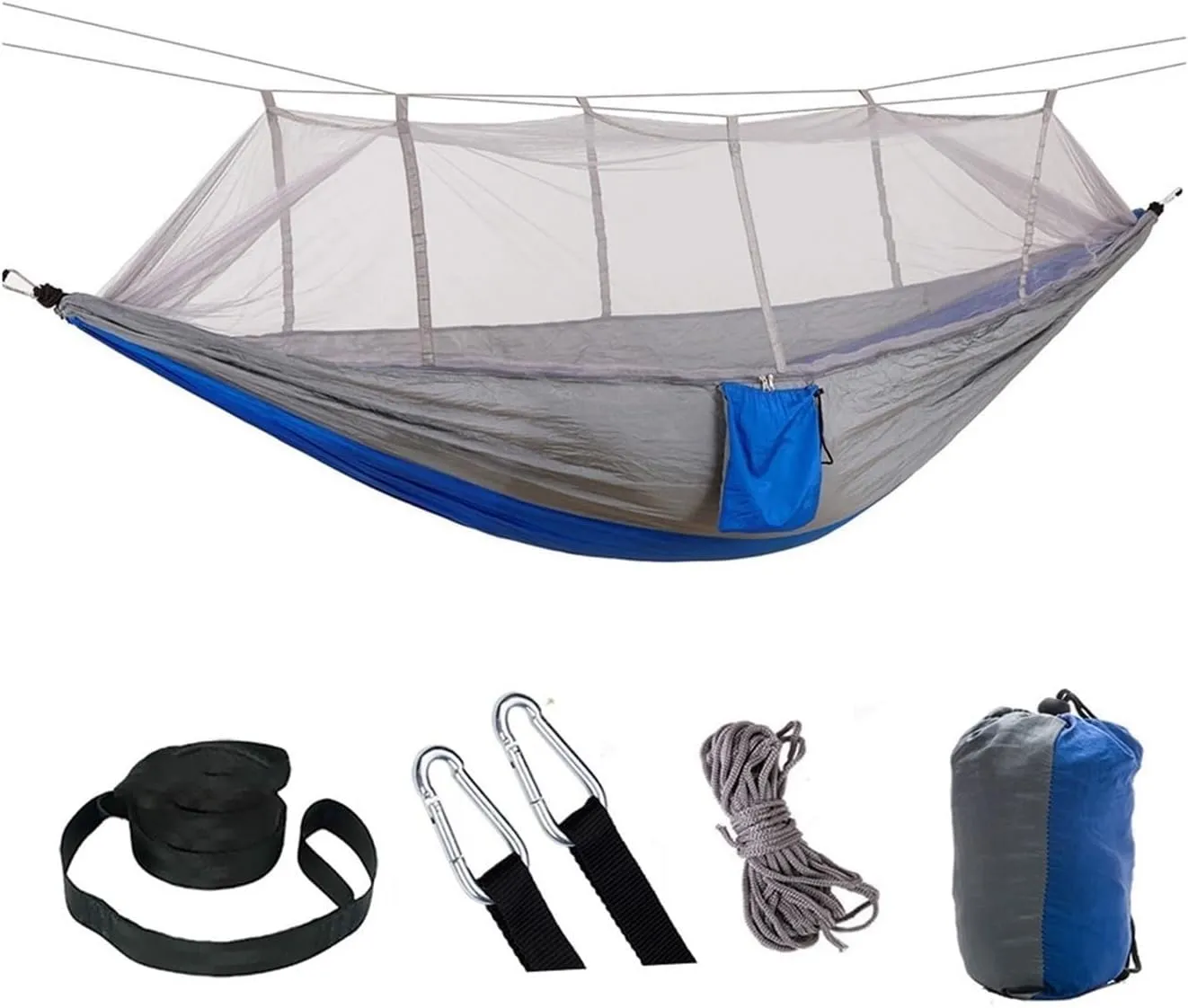 Portable Double Hammock with Mosquito Net - Ideal for Camping, Hiking, and Outdoor Relaxation(Color2)