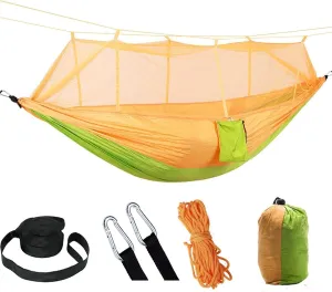 Portable Double Hammock with Mosquito Net - Ideal for Camping, Hiking, and Outdoor Relaxation(Color4)