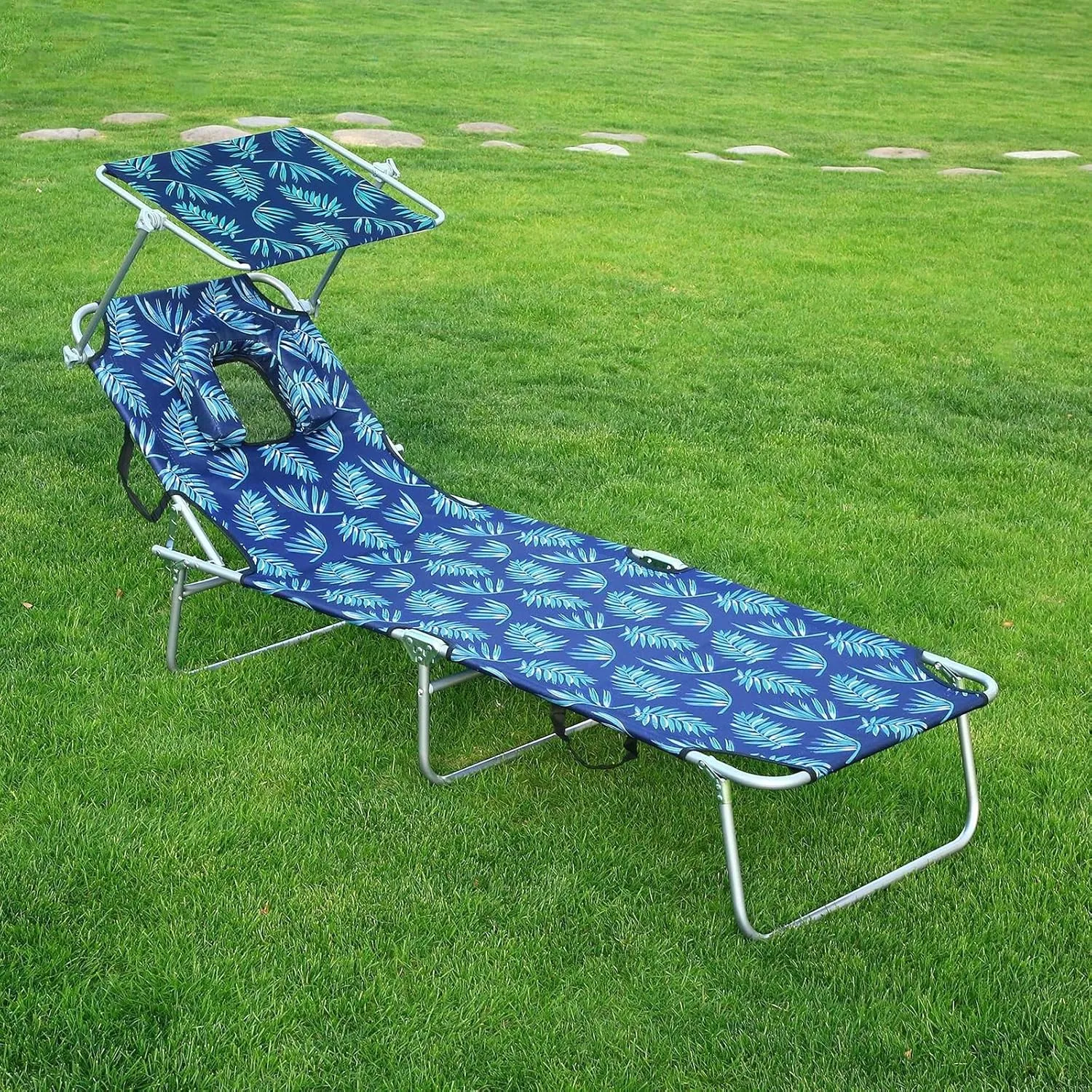 Portable Folding Bed for Adults with Neck Strap Metal Canvas Fold Up Bed with Sunshade Cots for Camping with Handles Load Bearing 160kg for Guest, Travel, Vacation, Camping(Gray)
