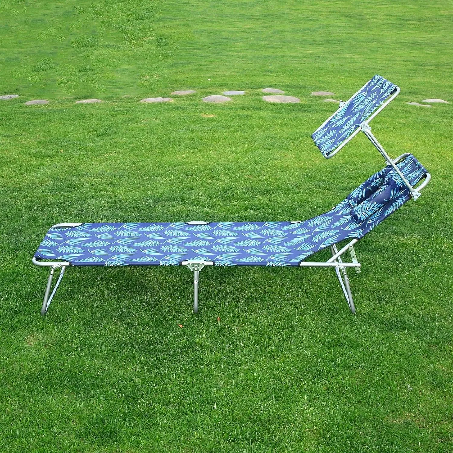 Portable Folding Bed for Adults with Neck Strap Metal Canvas Fold Up Bed with Sunshade Cots for Camping with Handles Load Bearing 160kg for Guest, Travel, Vacation, Camping(Gray)