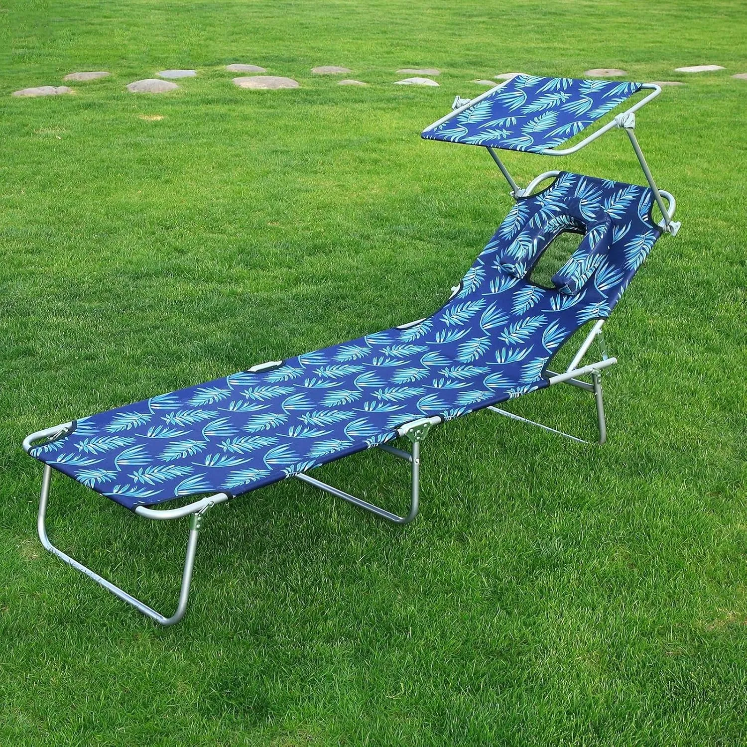 Portable Folding Bed for Adults with Neck Strap Metal Canvas Fold Up Bed with Sunshade Cots for Camping with Handles Load Bearing 160kg for Guest, Travel, Vacation, Camping(Gray)