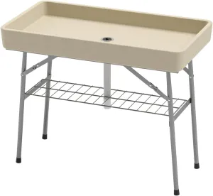 Portable Folding Camping Table Collapsible Ice Cooler Table Picnic Party Desk with Sink Outdoor Camp Table for Travel Hiking Backyard BBQ Party Picnic