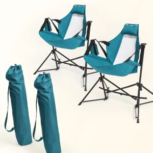 Portable Hammock Camping Chairs - Lightweight Adjustable Rocking Recliner with Pillow & Cup Holder, Foldable Aluminum Alloy Outdoor Chair for Backyard, Hiking, Travel, Concerts, Supports 300lbs