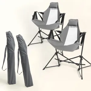 Portable Hammock Camping Chairs - Lightweight Adjustable Rocking Recliner with Pillow & Cup Holder, Foldable Aluminum Alloy Outdoor Chair for Backyard, Hiking, Travel, Concerts, Supports 300lbs