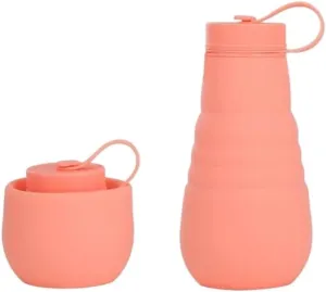 Portable Kettle Silicone Folding Kettle high Temperature Resistant Outdoor Mountaineering Sports Kettle Travel Portable Cup Water Bottle (Color : Pink, Size : 500ml)