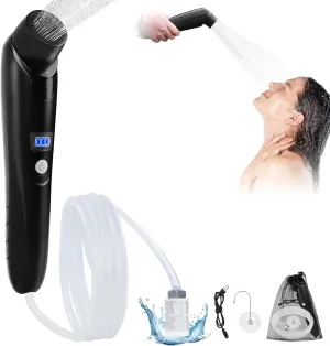 Portable Shower for Camping - Camp Shower with Rechargeable Battery and Filtered, Waterproof Handheld Shower Head Outdoor Shower for Hiking, Beach Washing, Travel, Pet Bath, Car Washing