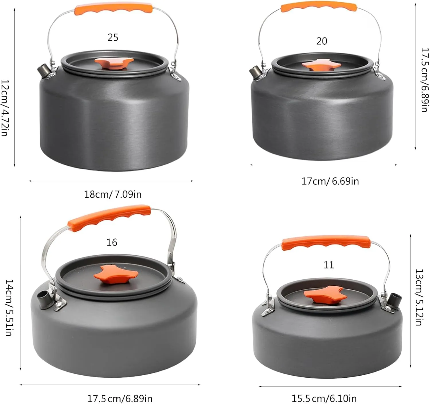 Portable Teapot Aluminum Camp Teas Coffee Pots Outdoor Hiking Water Boilers Camping Kettle Heat Water Teas Pots