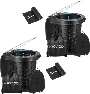 Portable Toilet for Adults, Adjustable Height Camping Toilet Portable, Outdoor Emergency Toilet for Car, Travel, Camping, and Hiking, Comfortable Portable Potty for Adults with 20 Toilet Bags