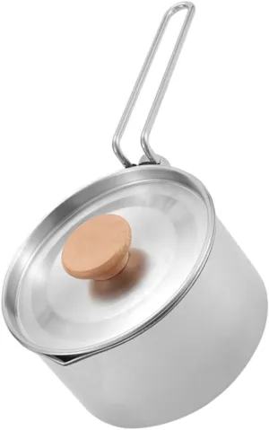 Portable Water Kettle Camping Pot 304 Stainless Steel Compact Design Hiking Cooking Utensil for Outdoor