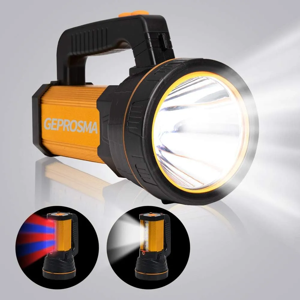Powerful Led Flashlight High Lumens Rechargeable, Super Bright Handheld Spotlight Flashlight Large Ultra Long Lasting Portable High Power Big Searchlight