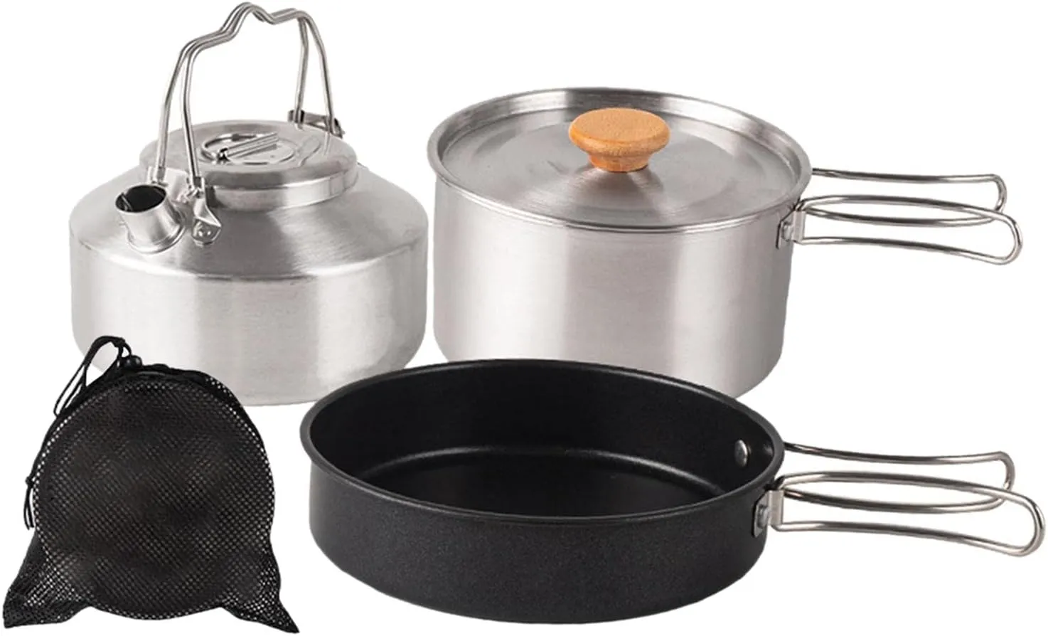 Practical Portable Camping Cookware Set Camping Pot and Pan Kettle with Carry Bag Hotpot Outdoor Cook Gear
