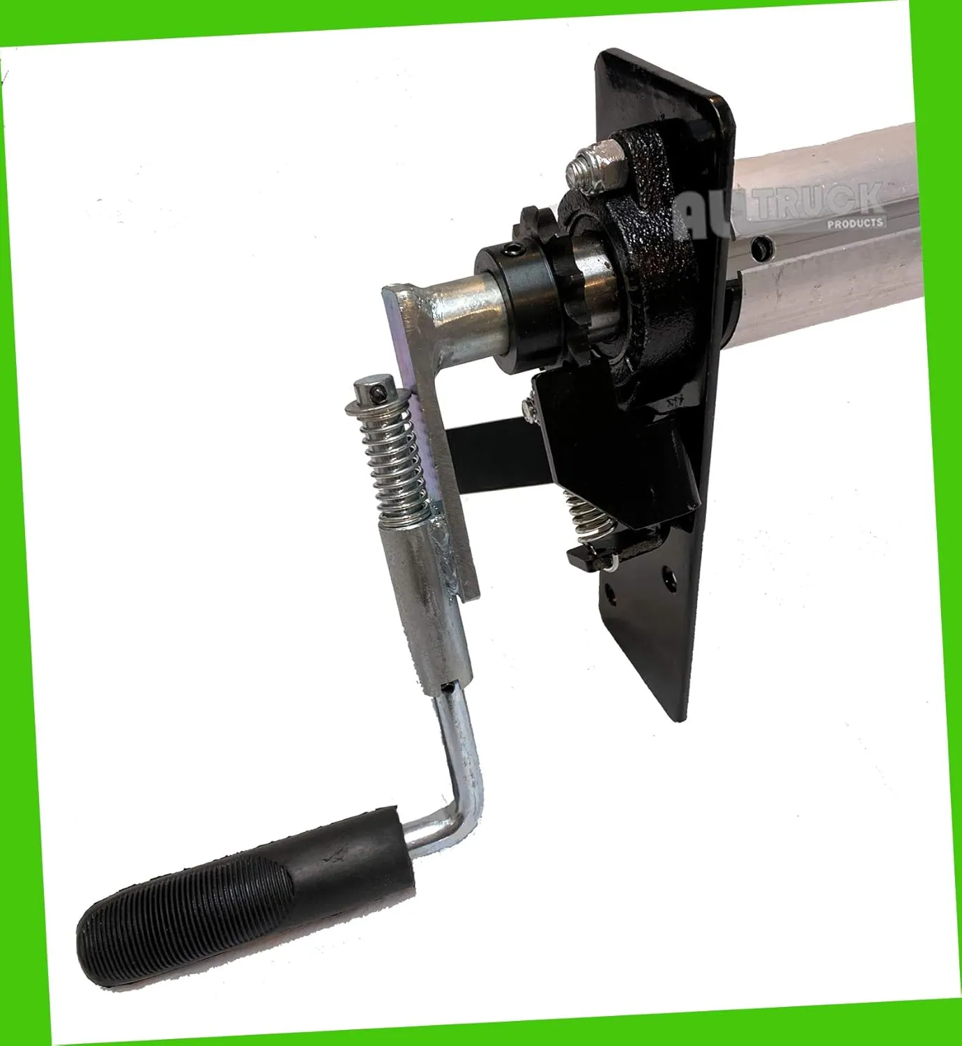 Premium EZ-Mount Manual Hand Crank Cab Level Truck & Trailer Tarp Roller Kit with Lock Lever & PVC Mesh Tarp (7'6" x 28')