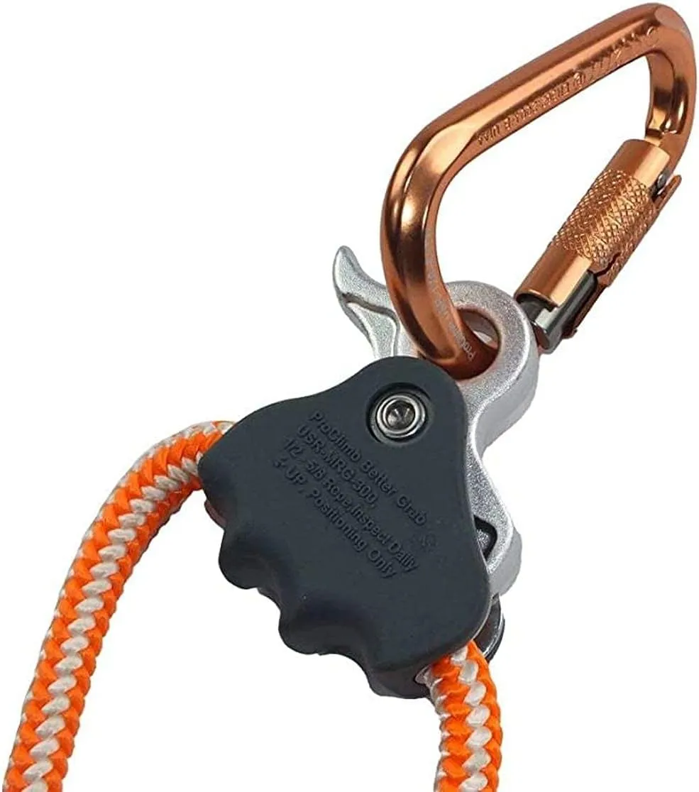 ProClimb Arborist Positioning Lanyard by Pelican Rope - 1/2 in x 10 ft Polyester Rope with Aluminum Snap Hook - Adjustable, High Visibility, ANSI/OSHA Certified for Work Positioning and Tree Climbing