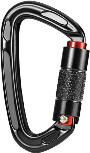 Professional Climbing Carabiner, Auto Locking Carabiner Clips, 25kN (5621 lbs) Heavy Duty Caribeaners, Load Capacity, D Shaped 3.93 Inch, Black