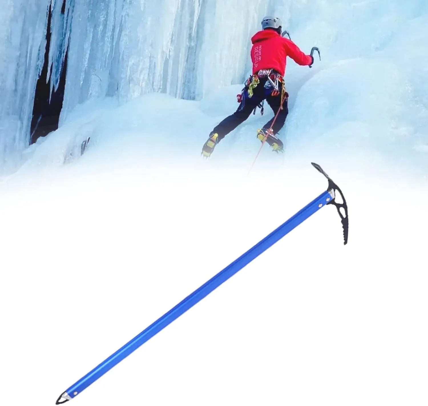 Professional Ice Climbing Axes, Lightweight Outdoor Walking Pickaxe with Aluminum Material Length 60/65/70/75cm, Climbing Equipment for Mountaineering Hiking Aerial Work