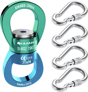PROND 35kN Safest Rotational Device with Locking Carabiners, 316 Stainless Steel Heavy Duty Screw Lock Carabiner Hooks, Swing Swivel, Swing Spinner, Carabiner Swivel