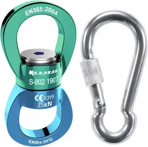 PROND 35kN Safest Rotational Device with Locking Carabiners, 316 Stainless Steel Heavy Duty Screw Lock Carabiner Hooks, Swing Swivel, Swing Spinner, Carabiner Swivel