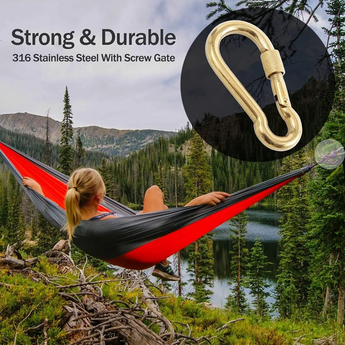 PROND Locking Carabiners, Heavy Duty Carabiner, 316 Stainless Steel Screw Lock Carabiner Hooks