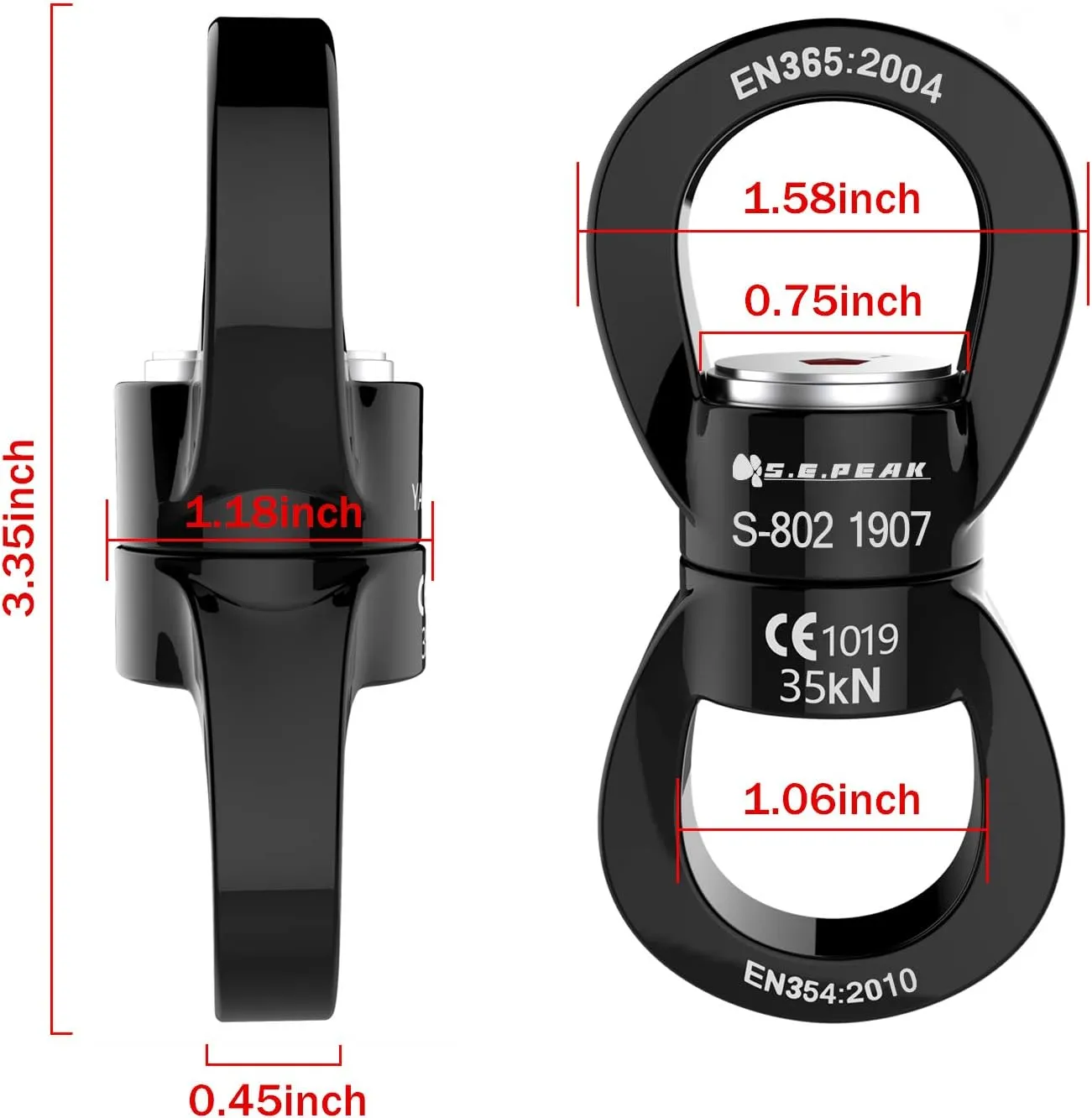 PROND Swing Swivel 35kN Safest Rotational Device, Swing Spinner, Carabiner Swivel, Climbing Rope Swivels for Children’s Web Tree Swing Setting, Aerial Dance, Hanging Hammock