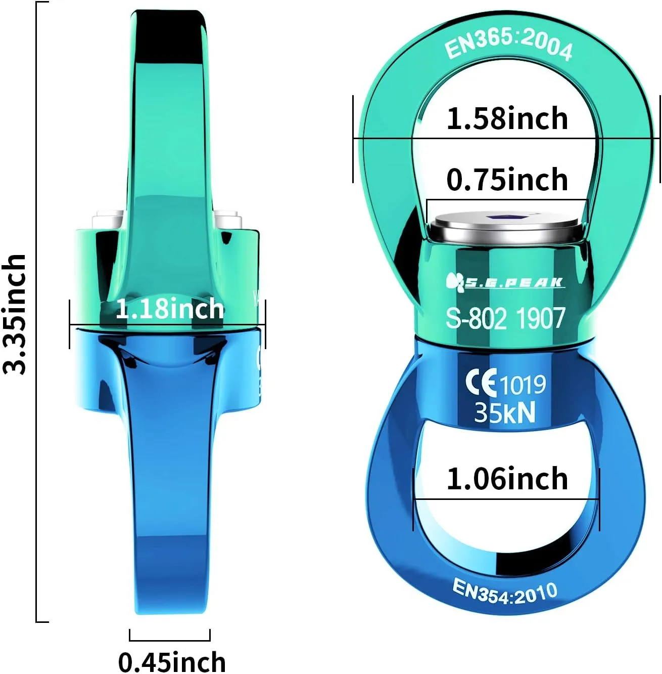 PROND Swing Swivel 35kN Safest Rotational Device, Swing Spinner, Carabiner Swivel, Climbing Rope Swivels for Children’s Web Tree Swing Setting, Aerial Dance, Hanging Hammock