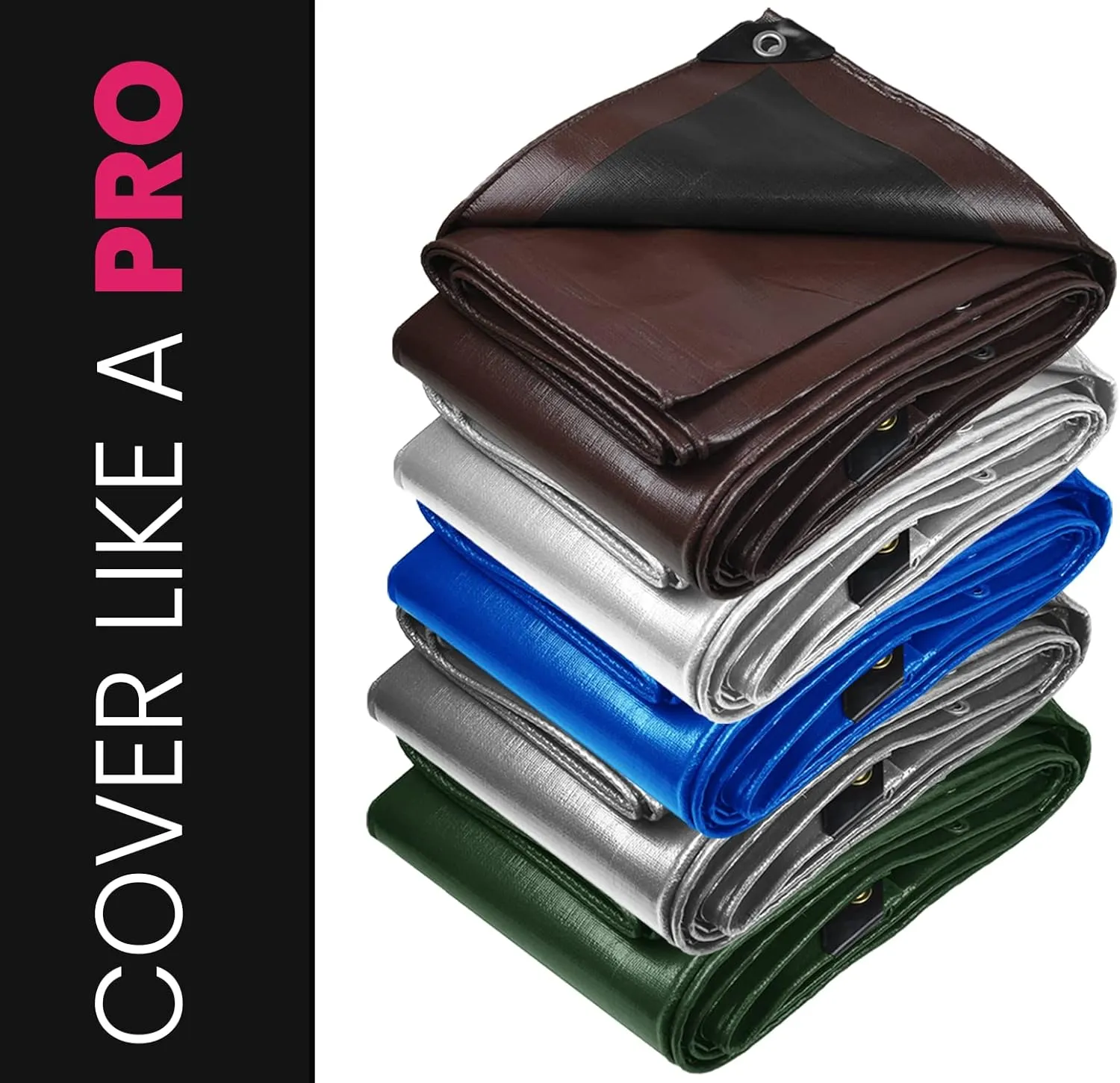 PROTARP Extreme Heavy Duty 22 Mil Tarp Cover, Waterproof, UV Resistant, Rip and Tear Proof, Poly Tarpaulin with Reinforced Edges for Roof, Camping, Patio, Pool, Boat. (Green/Black 12′ X 25′)