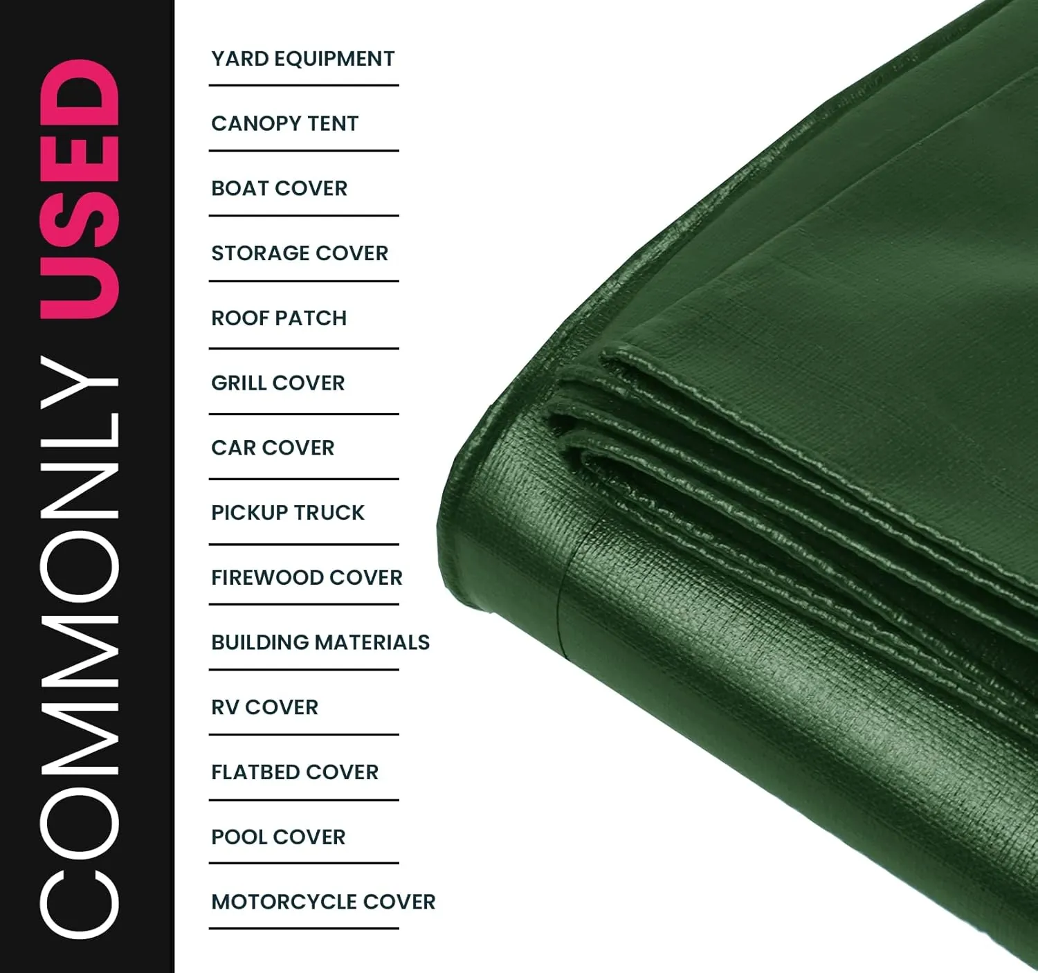 PROTARP Extreme Heavy Duty 22 Mil Tarp Cover, Waterproof, UV Resistant, Rip and Tear Proof, Poly Tarpaulin with Reinforced Edges for Roof, Camping, Patio, Pool, Boat. (Green/Black 20′ X 20′)