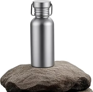 Pure Titanium Cycling Outdoor Sports Kettle Single-layer Camping Water Bottle Lightweight Portable Can Boil Water Mountaineering Kettle(Small(500ml))
