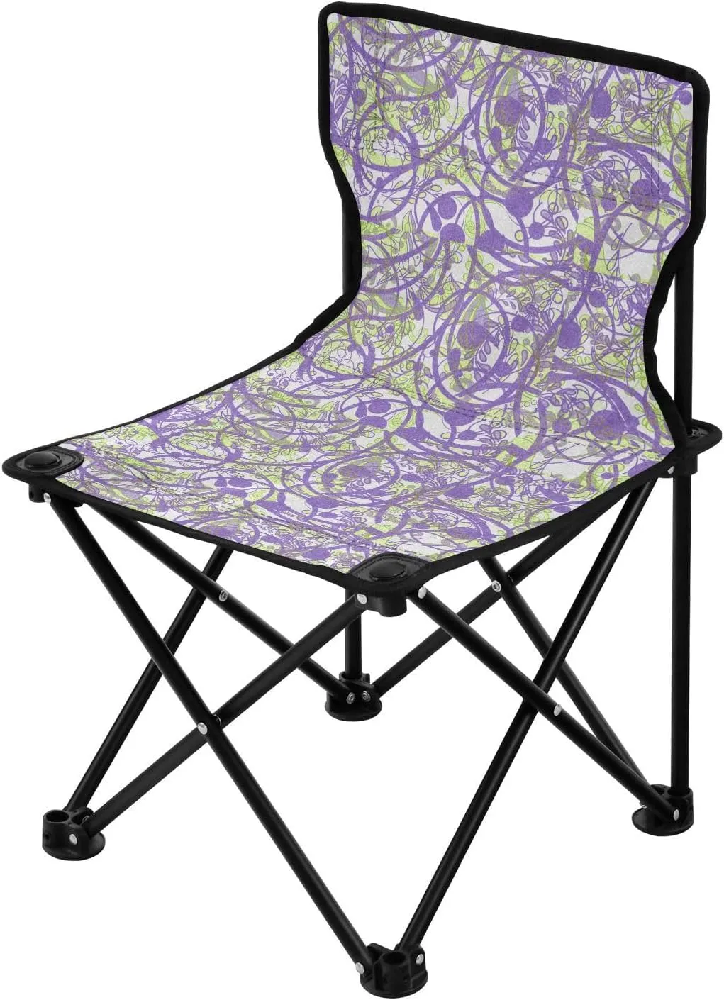 Purple European Pattern Collapsible Heavy Duty Camping Chairs Ultralight Backpack Chair with Carrying Bag Ice Fishing Chair for Outdoor Travel