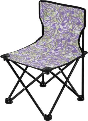 Purple European Pattern Collapsible Heavy Duty Camping Chairs Ultralight Backpack Chair with Carrying Bag Ice Fishing Chair for Outdoor Travel