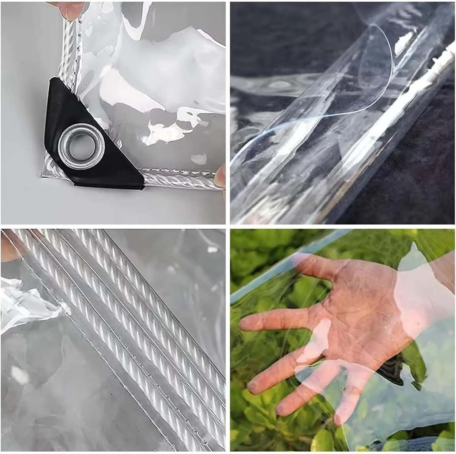 PVC Transparent Tarp 2.6x6.6ft, Waterproof Clear Tarp with Eyelets, Tarps Clear Heavy Duty Outdoor, Easy to Install, for Covering Plant Patio
