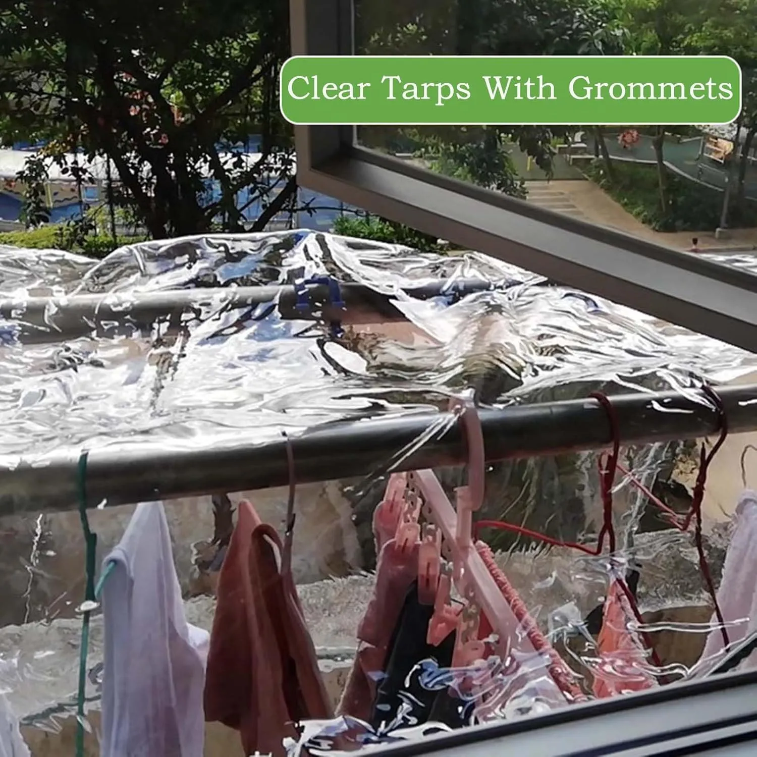 PVC Transparent Tarp 2.6x6.6ft, Waterproof Clear Tarp with Eyelets, Tarps Clear Heavy Duty Outdoor, Easy to Install, for Covering Plant Patio