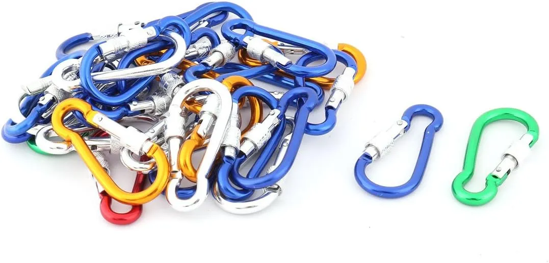 Qtqgoitem 30 Pcs Coloful Aluminum Alloy Spring Loaded Gate Locking Carabiner Hook (model: 568 1aa dc1 8c9 c9d)