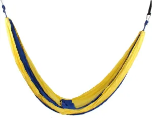 Qtqgoitem Fabric Camping Backyard Outfitter Double Nest Sleeping Bed Hanging Hammock Yellow Blue (Model: 23f 472 6a7 fa3 b7c)