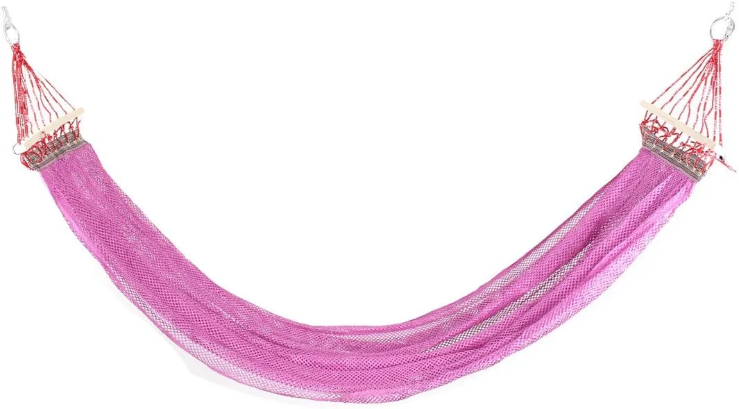 Qtqgoitem Nylon Mesh Camping Travel Hiking Spreader Swing Hanging Bed Suspended Hammock Purple (Model: 344 a33 b77 6b6 ee2)