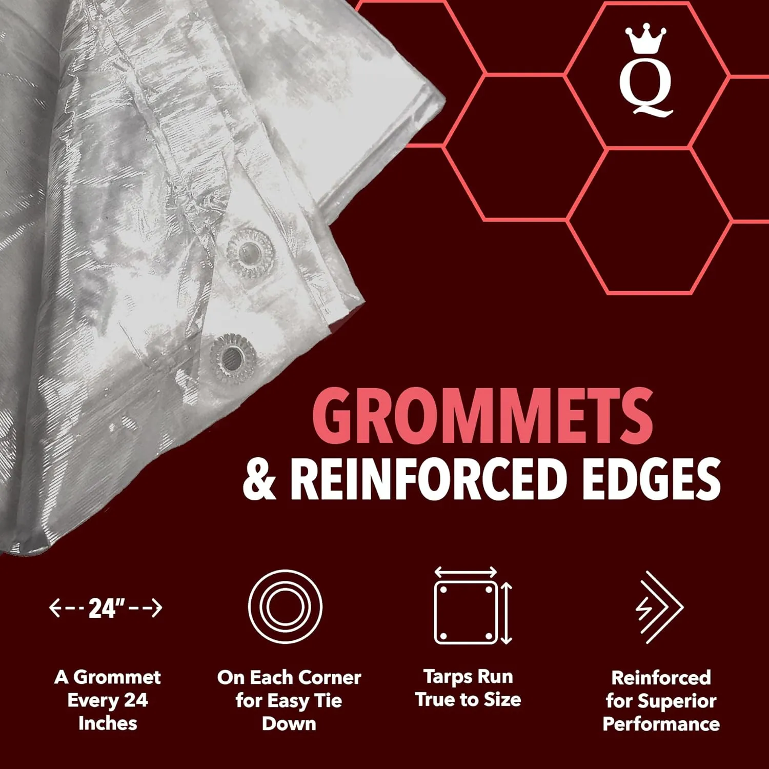 QUEEN OF TARPS | 16x20 Light Duty Tarp Waterproof, 70 GSM is 7 MIL, UV/Tear Resistant Tarp, Camping, Outdoor Furniture, Car, Tents, Painting, Firewood Protection | 16x20, Light Duty