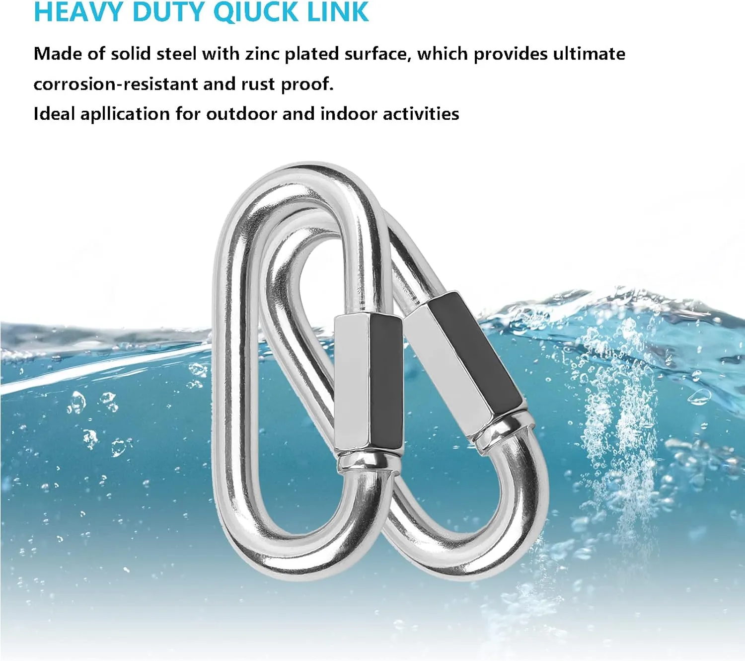 Quick Links, Chain Links Connector, 620lbs Capacity Heavy Duty Carabiner Clips, Galvanized Thread Quick Link Hardware for Safety Chain Swing Gym Hammock, Screw Lock Oval Locking Carabiner