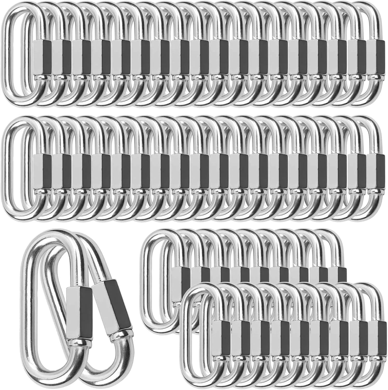 Quick Links, Chain Links Connector, 620lbs Capacity Heavy Duty Carabiner Clips, Galvanized Thread Quick Link Hardware for Safety Chain Swing Gym Hammock, Screw Lock Oval Locking Carabiner
