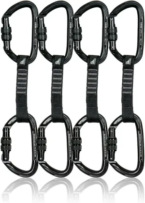 Quickdraw Set with Black Screw Gate Carabiners, 4-Pack
