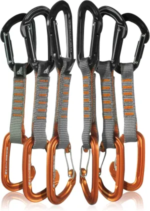 Quickdraw Set with Wire Gate Carabiner, 6-Pack, 11cm, Orange/Black